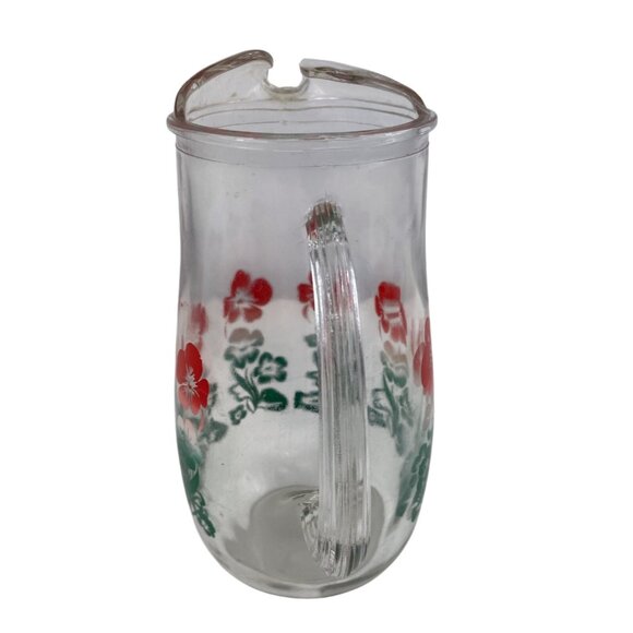 Vintage Glass Pitcher With Floral Pattern - Picture 4 of 11